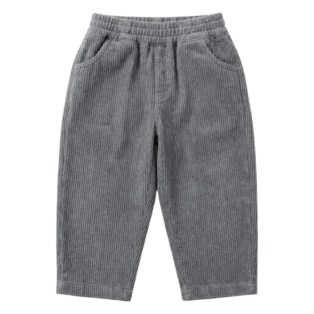 Studio Bohème - Fein gerippte Samt-Karottenhose aus Bio-Baumwolle | Grau-Blau