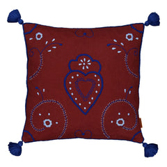 House of Capricorn – Viana Pompon besticktes Leinenkissen | Bordeaux