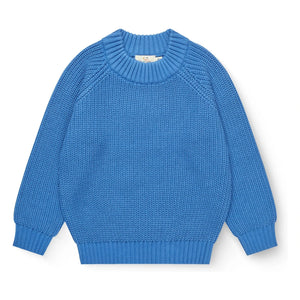 Copenhagen Colors - Gerippter Bio-Baumwoll-Pullover | Azurblau