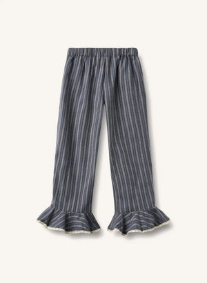 Wheat - Gestreifter Bio-Baumwoll-Pyjama | Grau-blau