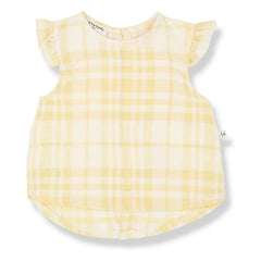 1+ in the family - Ferrosa Leinen-Karo-Bluse | Gelb