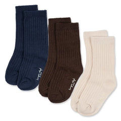 Konges Sløjd - 3 Paar Unifarbene Rippsocken Set | Braun