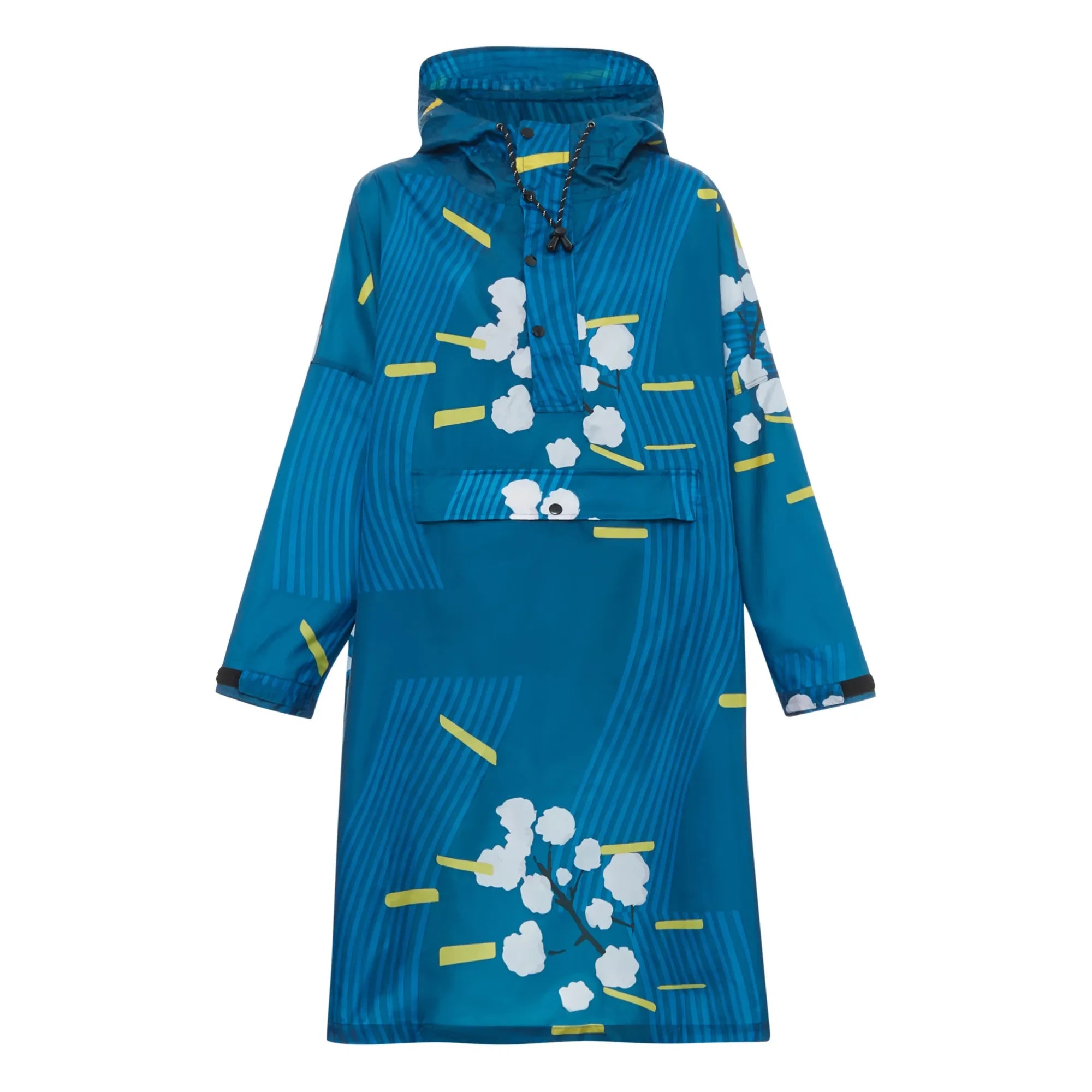 Rainkiss - Japanische Kirschblüte Wasserdichter Poncho | Blau