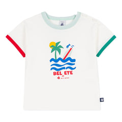 Petit Bateau - Kontrast-T-Shirt aus Bio-Baumwolle „Bel Été“ | Weiß