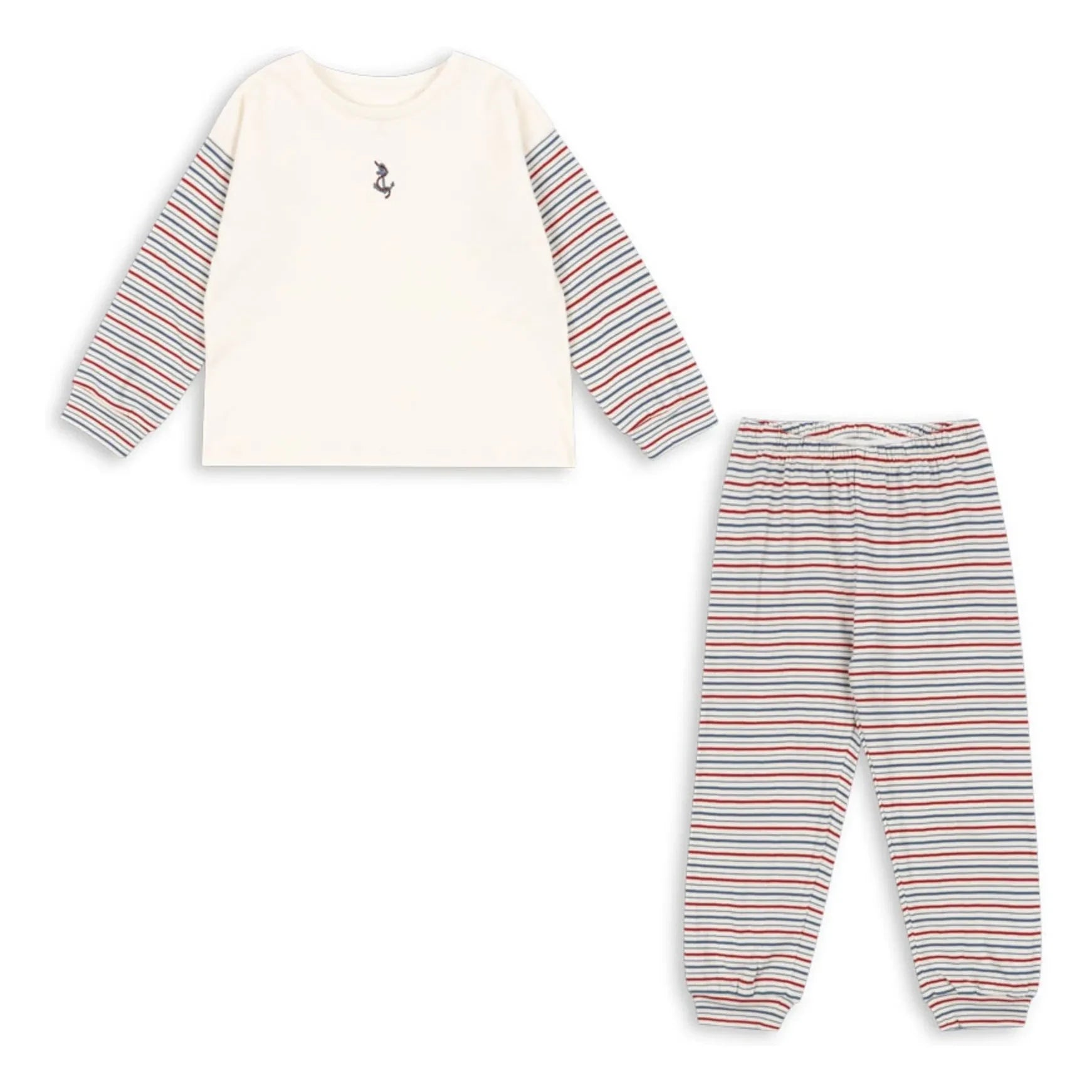 Konges Sløjd - Gestreiftes T-Shirt und Hose aus Bio-Baumwolle Gio | Ecru