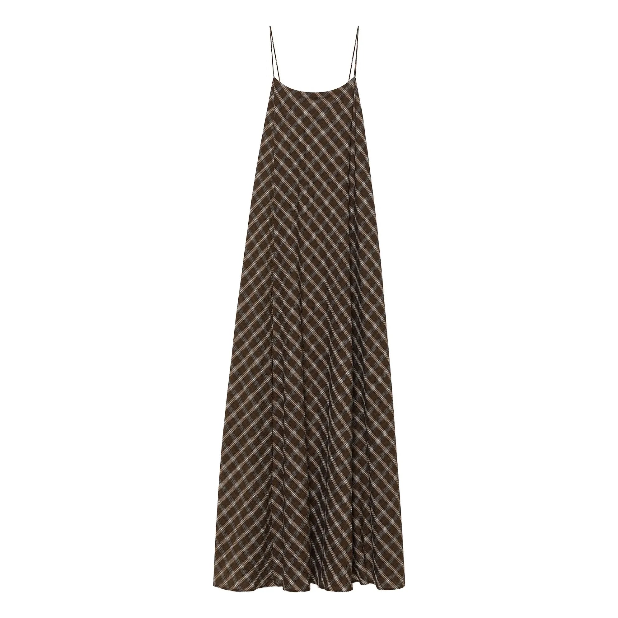 Pomandère - Baumwollkleid mit Karomuster | Schokolade