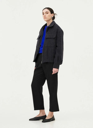 Noyoco - Kinsale Fischgrät-Recycelte Wolljacke | Dunkelblau