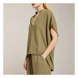 Maison Saint Julien - Porto Vecchio Bluse Baumwoll-Gaze | Khaki