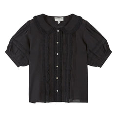 Emile et Ida - Vintage Spitzen-Bluse aus Baumwolle | Schwarz