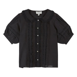 Emile et Ida - Vintage Spitzen-Bluse aus Baumwolle | Schwarz
