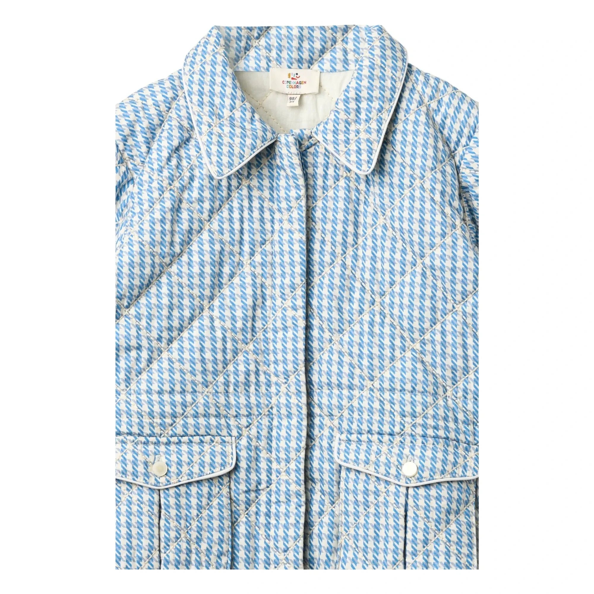 Copenhagen Colors - Pied de Poule organische Baumwoll-Steppjacke | Blau