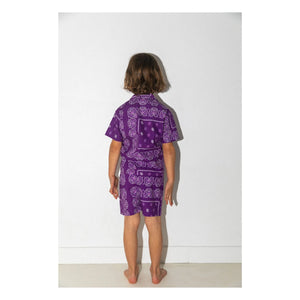Club Trésor - Cassis Popeline Hemd und Shorts Set | Lila