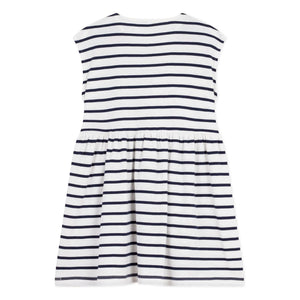 Petit Bateau – Gestreiftes ärmelloses Kleid | Weiß