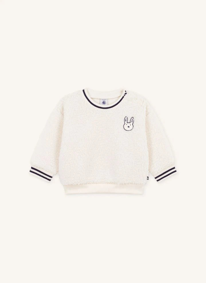 Petit Bateau - Hasen-Sherpa-Pullover | Ecru