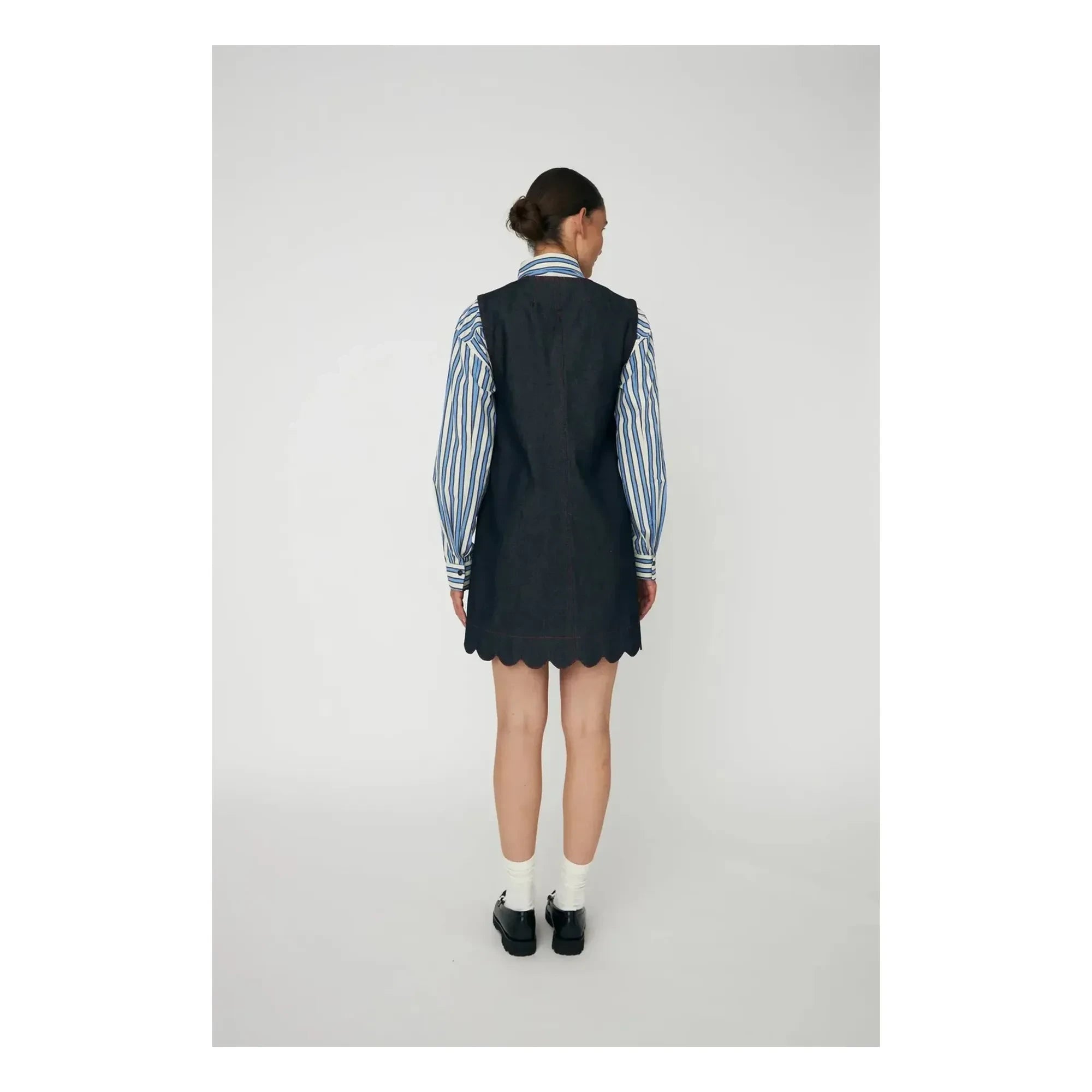 Stella Nova - Scallop Baumwollkleid | Dunkelblau