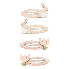 Mimi & Lula - 4 Hasen- und Blüten-Haarspangen-Set | Rosa