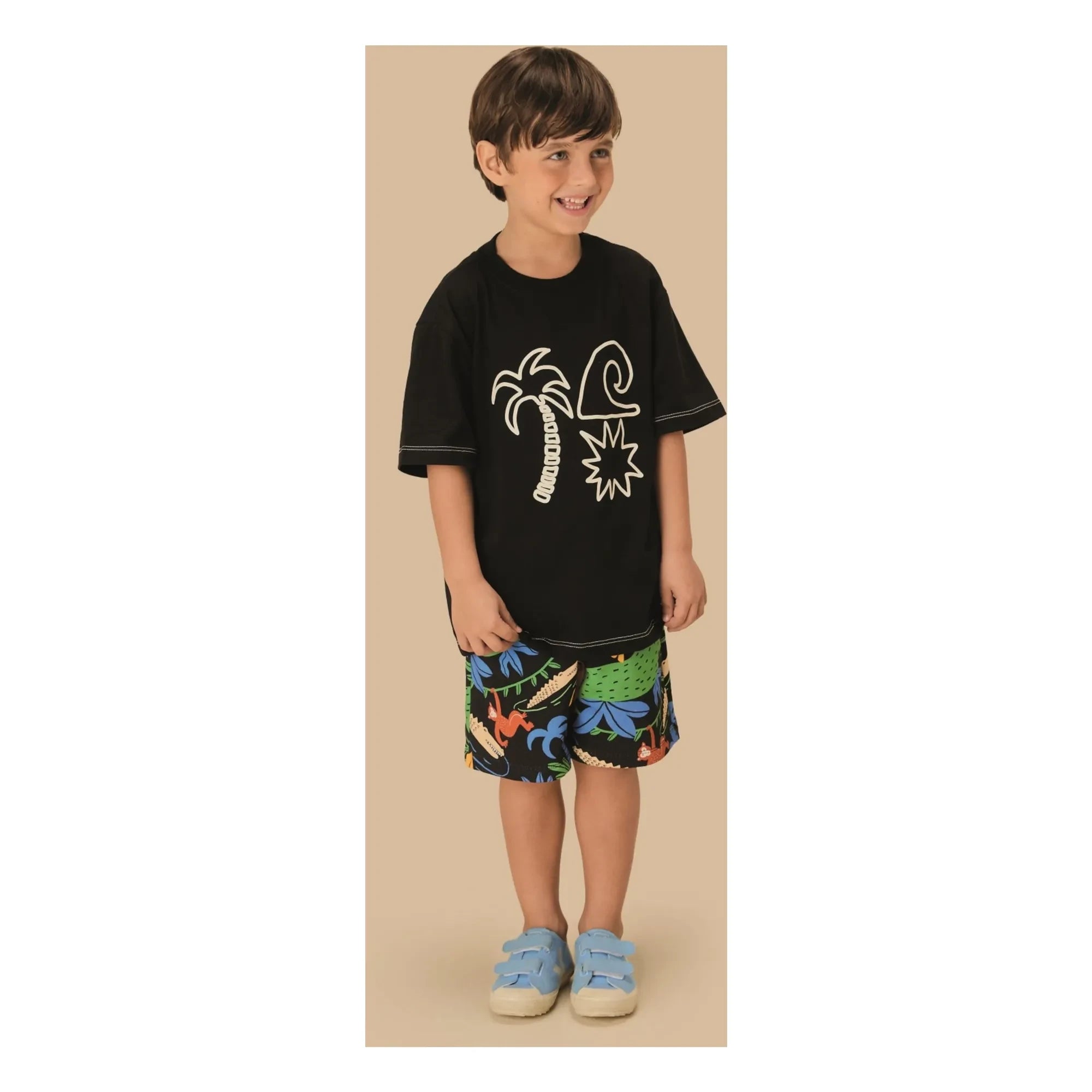 Fabula - Palm Tree T-Shirt | Schwarz
