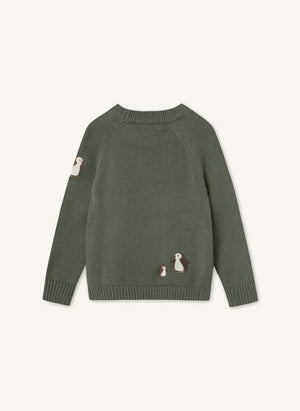 Fliink - Mahdi Organischer Baumwoll-Penguin-Pullover | Grün