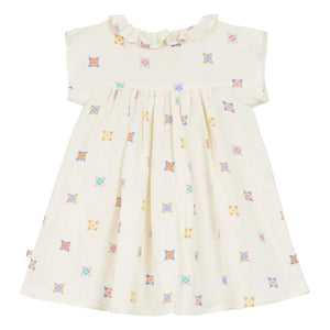 Arsène et Les Pipelettes - Leinen-Voile-Kleid mit Blumenmuster | Ecru