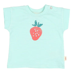 Búho - Erdbeer-Baby-T-Shirt aus Bio-Baumwolle | Aqua