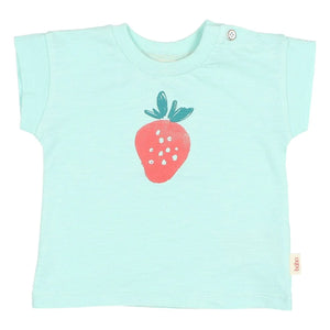 Búho - Erdbeer-Baby-T-Shirt aus Bio-Baumwolle | Aqua