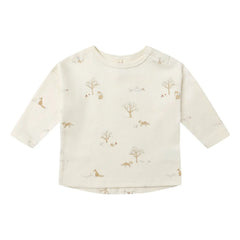 Quincy Mae - T-Shirt aus Bio-Baumwolle mit Fuchs-Print | Elfenbein
