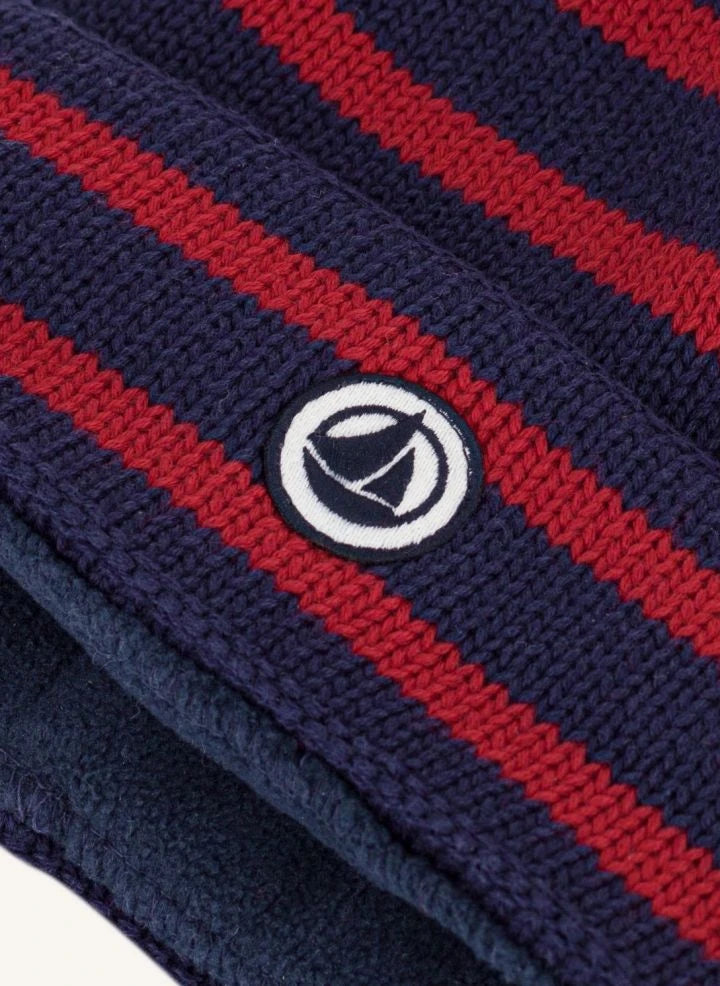 Petit Bateau - Gestreifte Mütze aus Bio-Baumwolle | Nachtblau