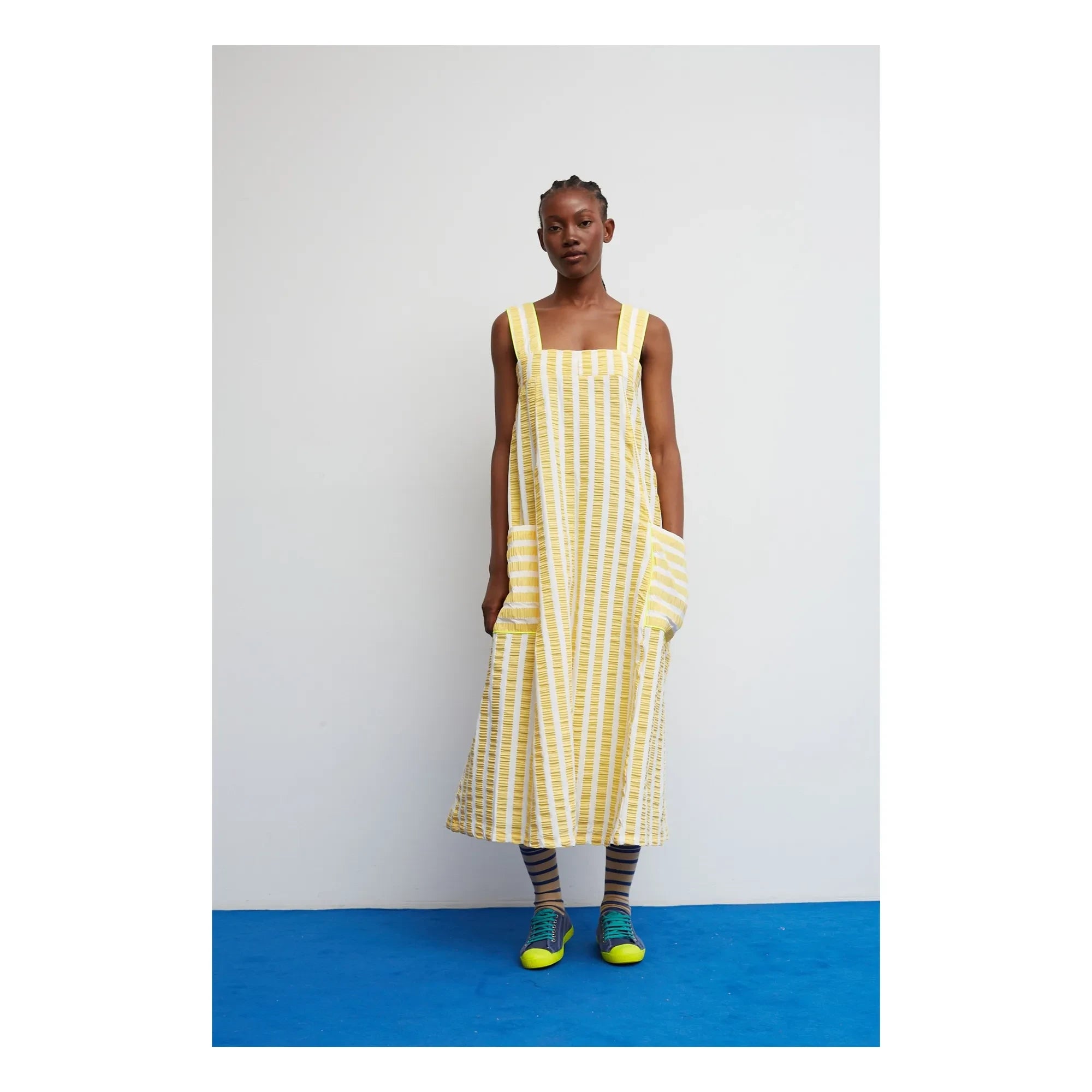 Dr Bloom - Gestreiftes Kleid in Zitronengelb
