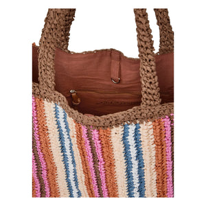 Becksöndergaard - Gestreifte Strohtasche | Braun