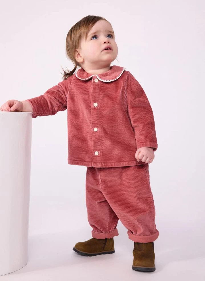 Petit Bateau - Babyhose aus Bio-Baumwollvelours | Rot