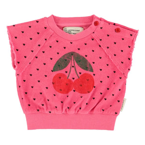 Piupiuchick - Kiraz Bio-Baumwolle Frottee ärmelloses Sweatshirt | Fuchsia