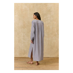 Louise Misha - Gestreiftes Kleid Flavie aus Bio-Baumwolle | Blau