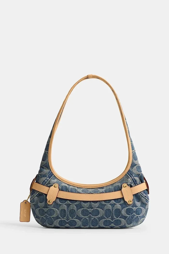Coach Belted Ergo Shoulder Bag 26 denim kadın hobo çanta