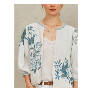 M.A.B.E. - Baumwolljacke mit Ori-Stickerei | Blau