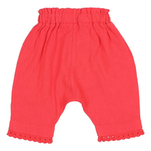 Búho - Babyhose aus Bio-Baumwolle mit Spitze | Rot