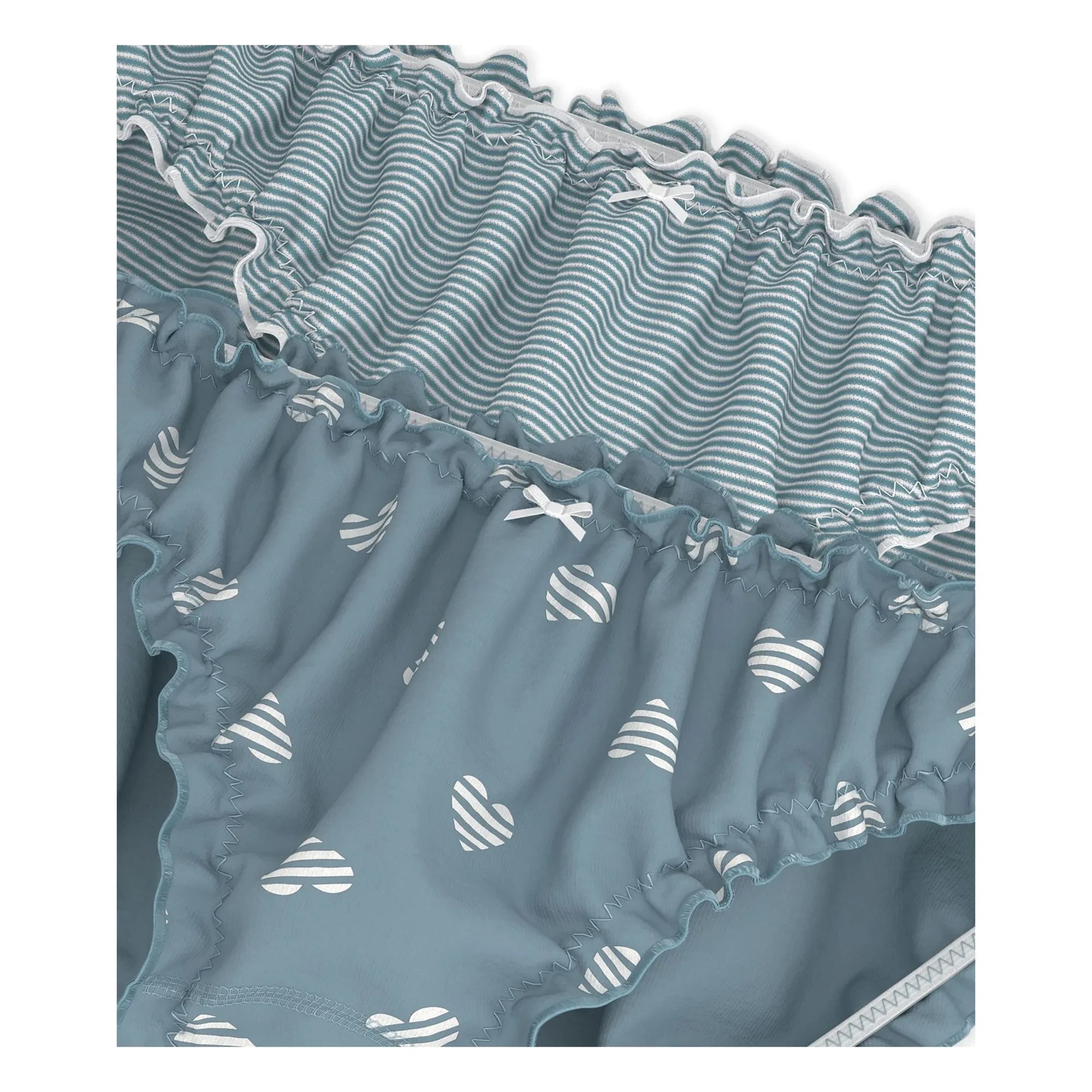 Petit Bateau - 2er-Pack Gestreifte Rüschen-Slips aus Baumwolle | Graublau