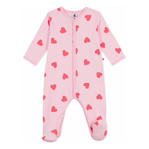 Petit Bateau - Gute Nacht Herzen PB Schlafanzug | Rosa