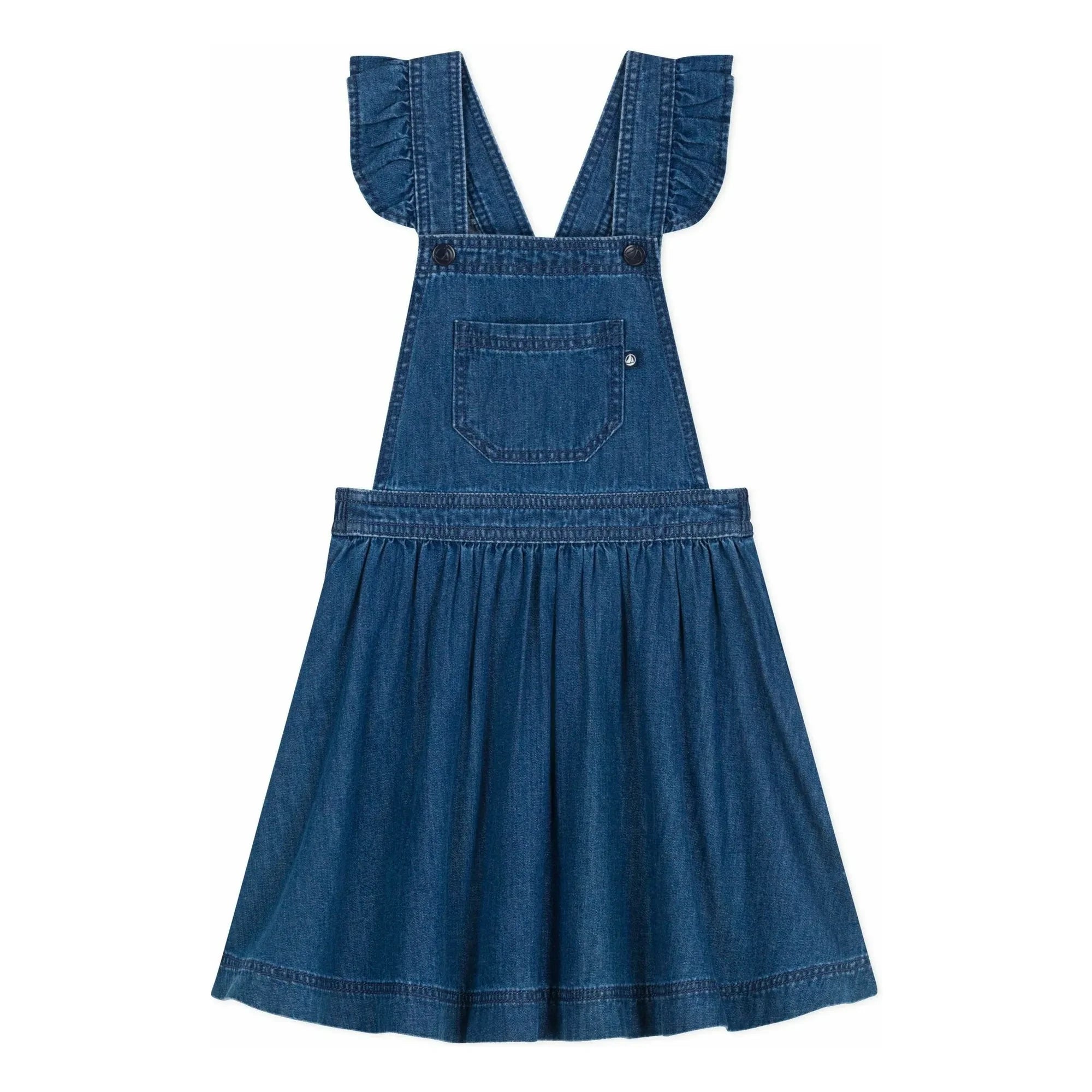 Petit Bateau - Bio-Baumwoll Denim Latzkleid | Denim Blau