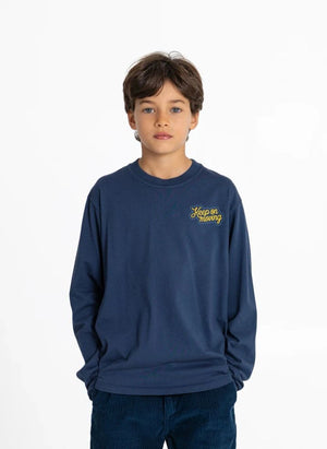 Smallable Kid - Bam "Keep On Moving" Organisches Baumwoll-T-Shirt | Grau Blau