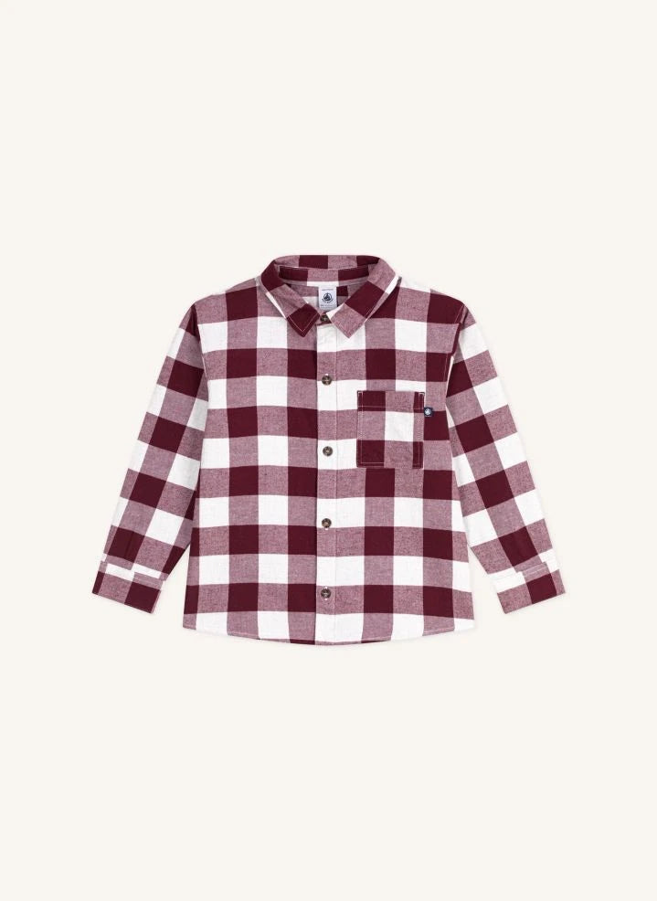 Petit Bateau - Kariertes Hemd aus Bio-Baumwolle | Bordeaux