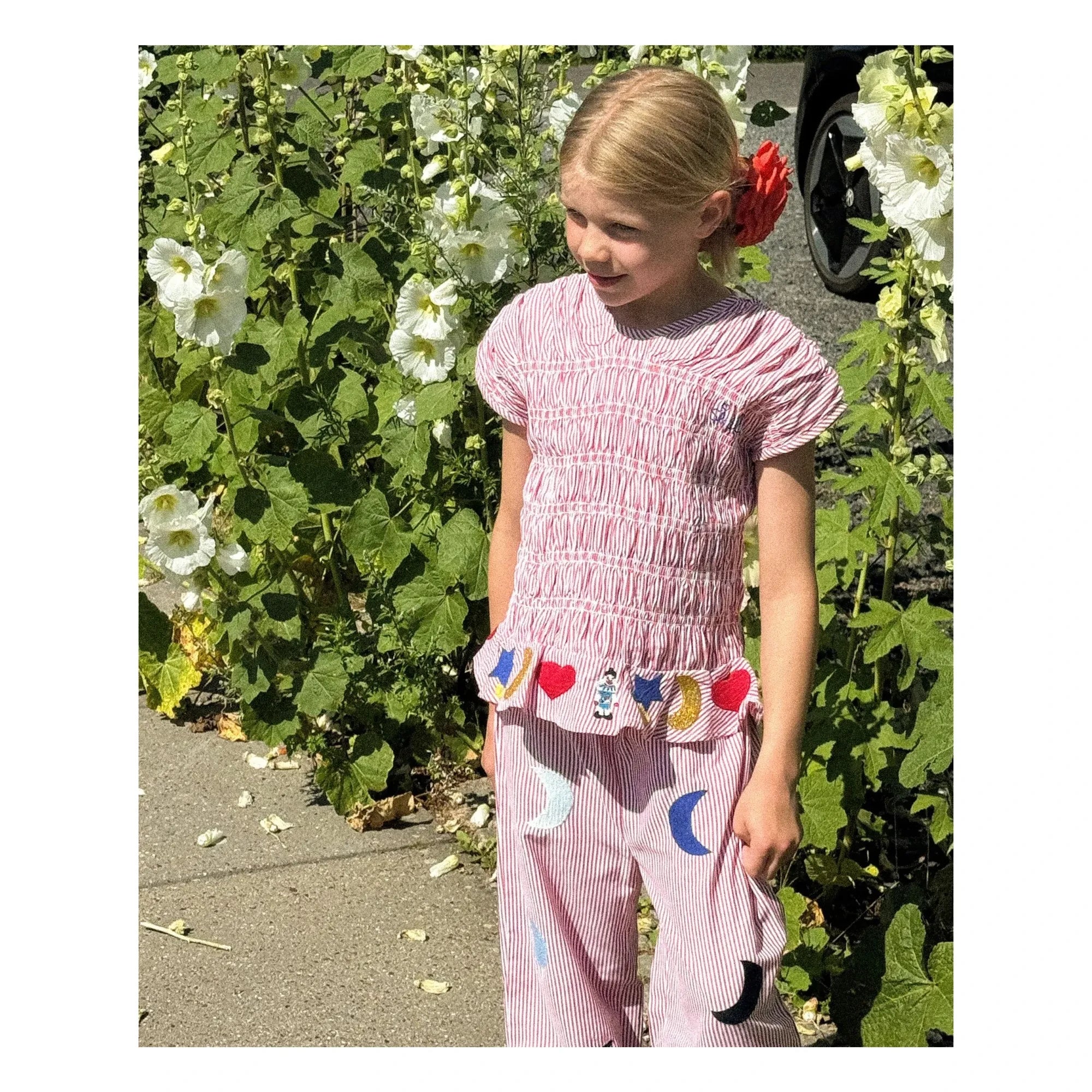 SISSEL EDELBO - Gestreiftes Top Smocké Sol - Kinderkollektion | Rot