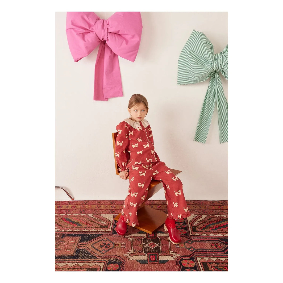 Hello Simone - Myrtille Cats Gerippte Samtbluse | Ziegelrot