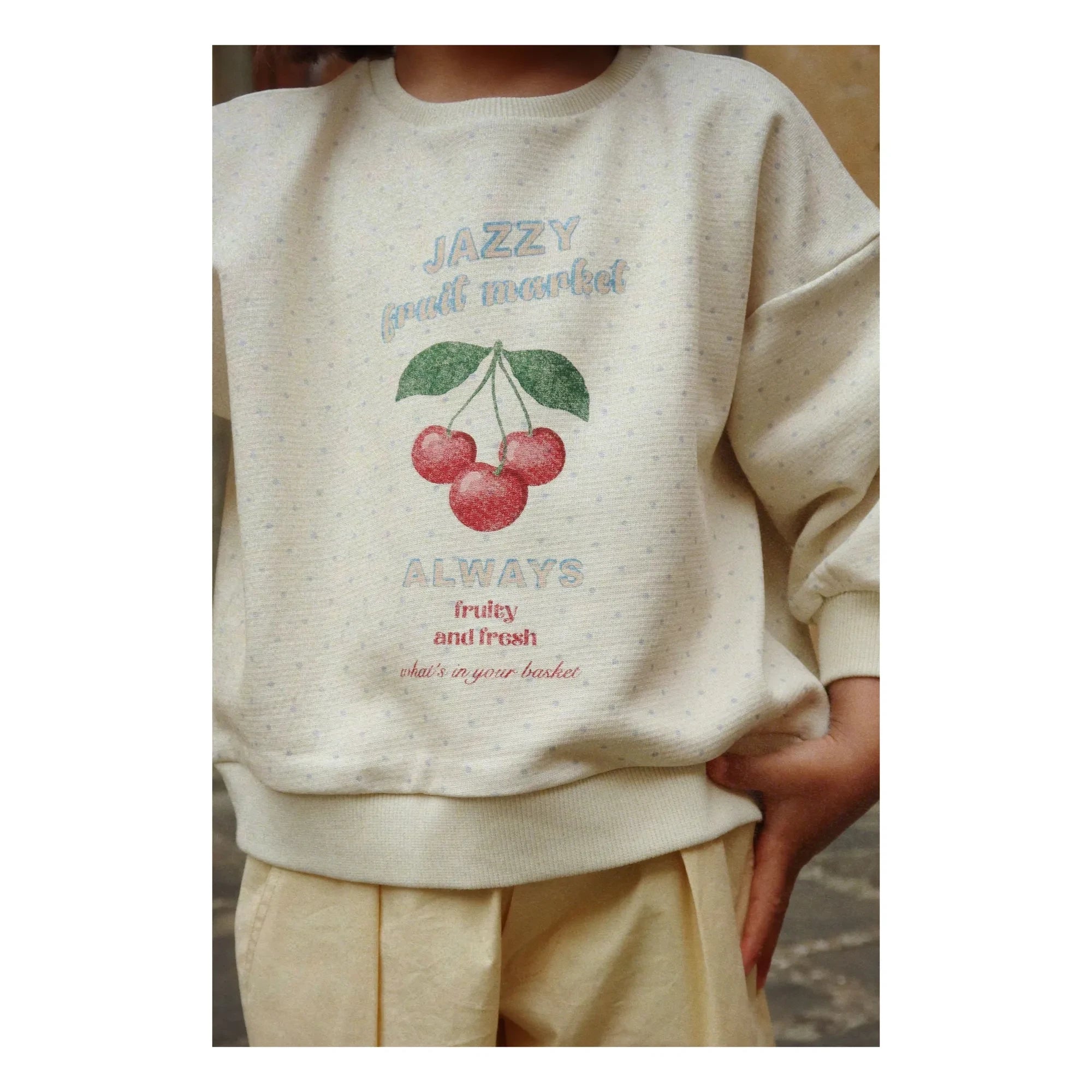 Konges Sløjd - Bio-Baumwolle Loupy Pois Sweatshirt | Naturweiß