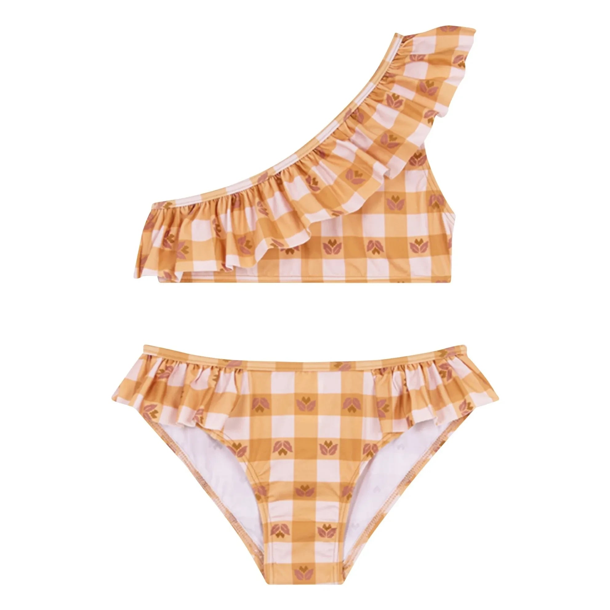 birinit - Peñalba 2-teiliges kariertes Jersey-Set | Ocker