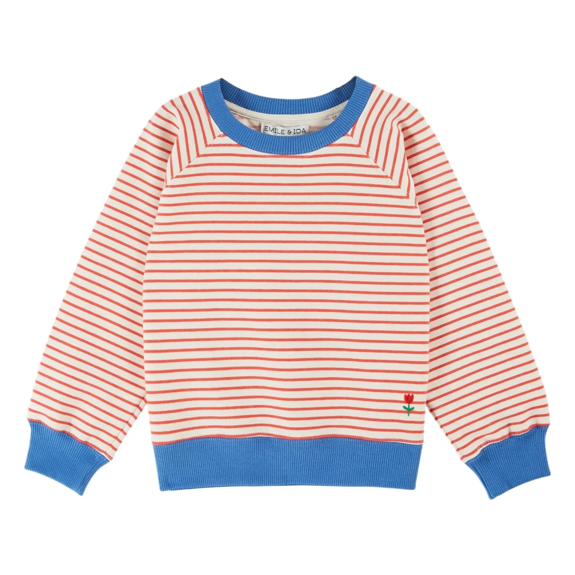 Emile et Ida – Gestreiftes Sweatshirt aus Bio-Baumwolle | Rot