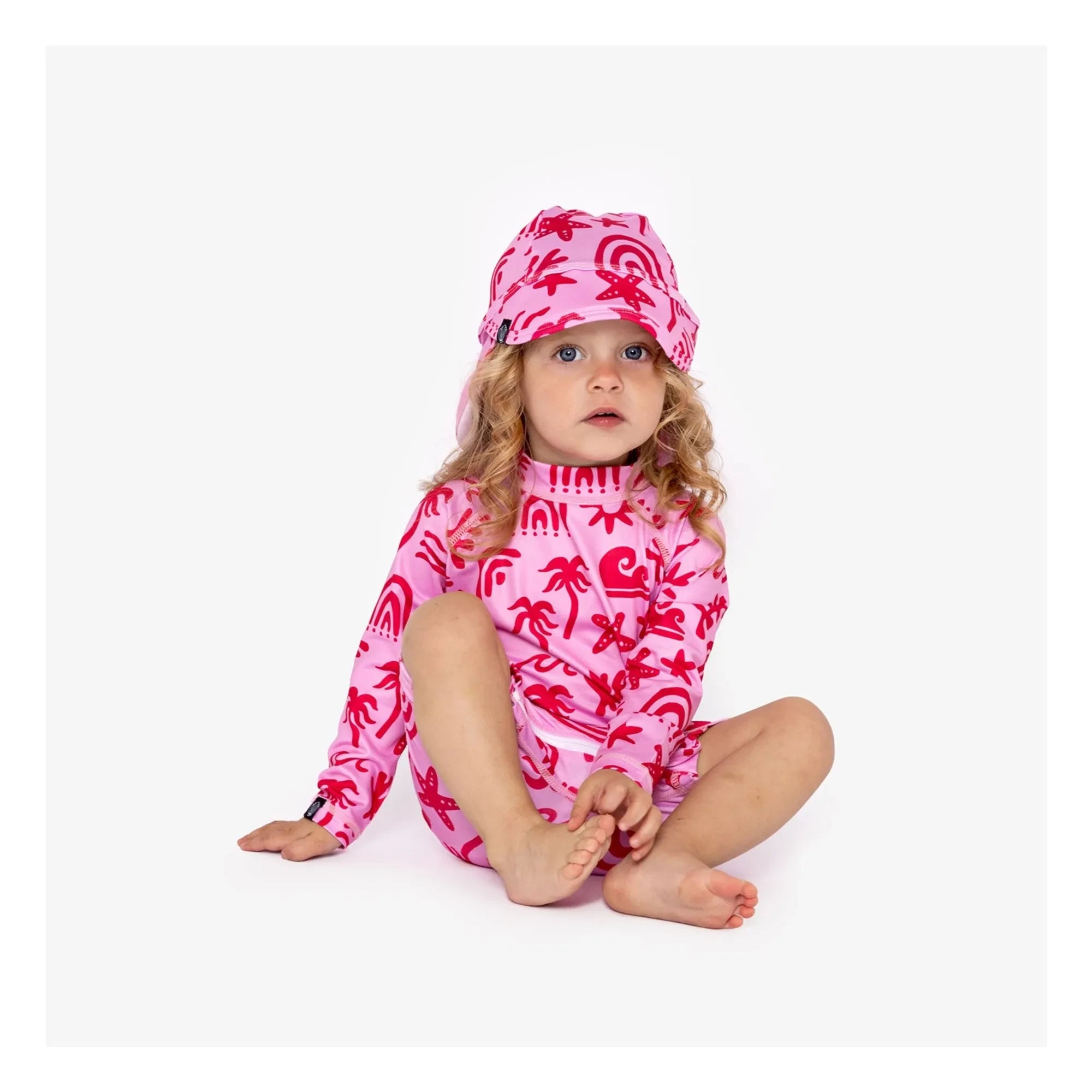 Beach & Bandits - Tropical Vibes UV-Schutz-Strampler aus recycelter Faser | Rosa