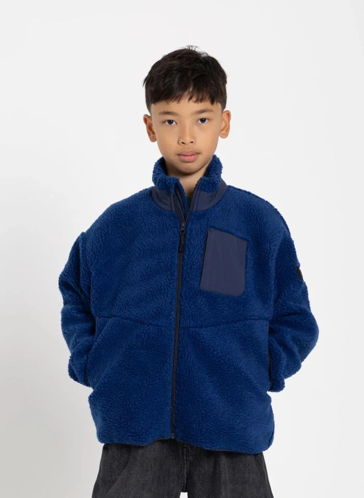 Finger in the nose - Paulo Sherpa-Jacke mit zwei Materialien | Royalblau