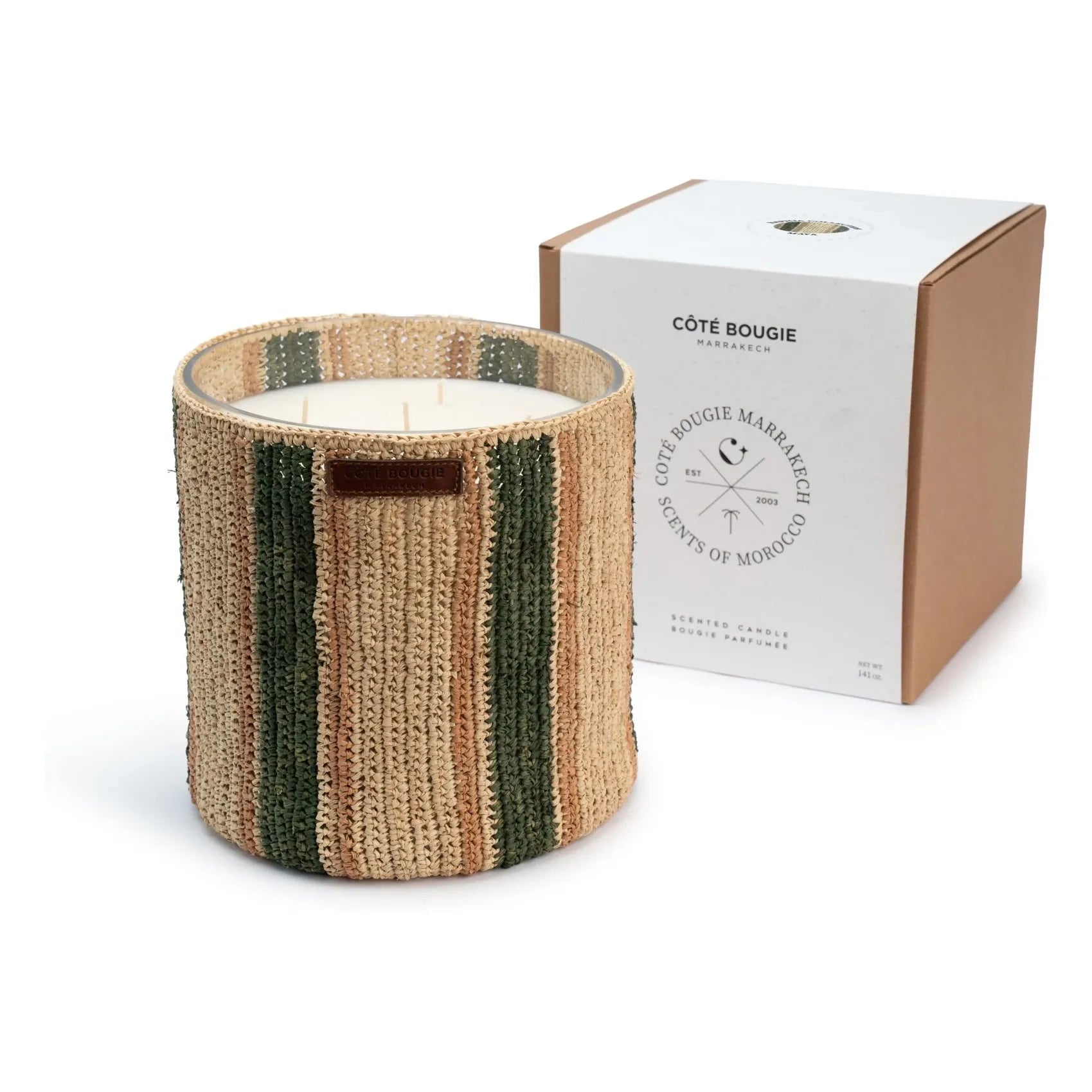 Côté Bougie - Raffia Maya Kerze - Minze & Tee