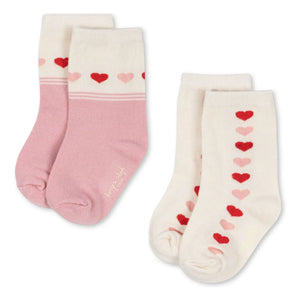 Konges Sløjd - 2er-Set Jacquard-Herzsocken | Ecru