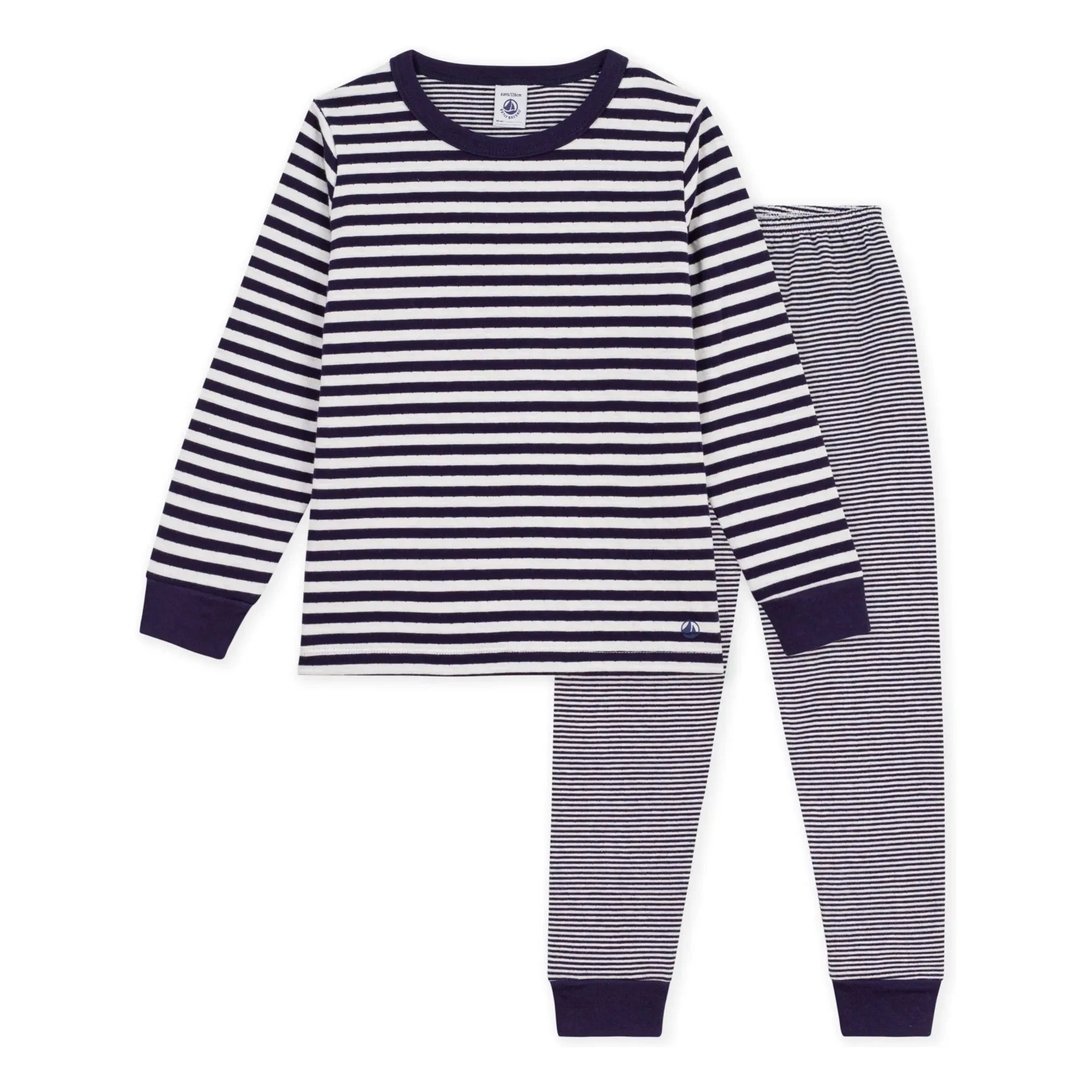 Petit Bateau - Gestreifter Bio-Baumwoll-Pyjama | Marineblau